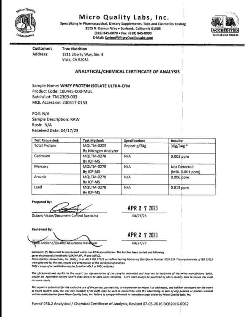 true nutrition isolate